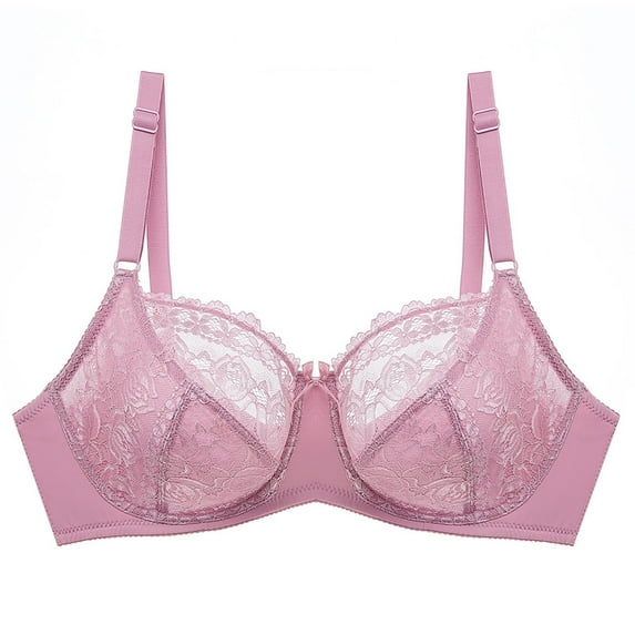 SWSTBBY Womens Bras,Shaping Plus Size Summer Bras for Womens,Women's Solid Color Lace Steel Ring Oversized Gathering Underwear Daily Bra