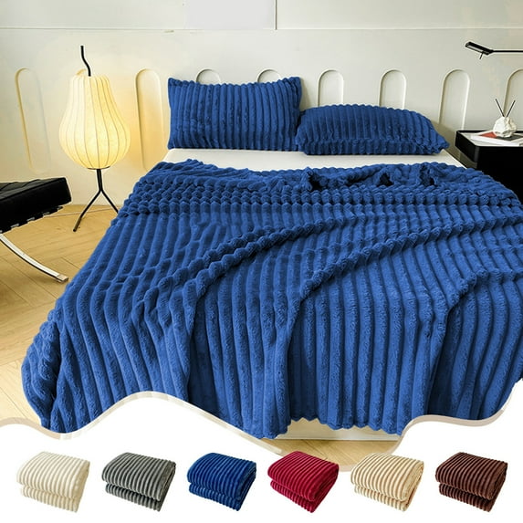 Saving Clearance! Skegnu Thickened Fleece Blanket, Nap Blanket, Solid Color Flannel Blanket, Coral Fleece Gift Blanket for Couch/Bed/Chair/Sofa Machine Washable Blanket - (71x79Inch)