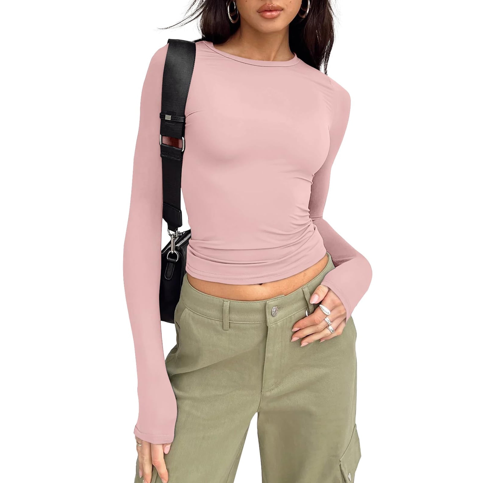 Memorose Women's Basic Crop Top - Short Sleeve Crewneck, Slim Fit, Y2K Casual T-Shirt For Summer