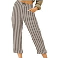 thumbnail image 1 of Saving Of The Day Pants For Womens Elasticated Waist Striped Slacks Slim Fit 3/4 Capri Trousers Oversized Straight Leg Pants Plus Size Slacks Loose Wide Leg Trousers Pockets Pants, 1 of 7