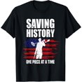 thumbnail image 1 of Saving History American Flag USA Funny Metal Detecting T-Shirt, 1 of 4