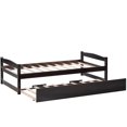 thumbnail image 1 of Saving Space, Twin Size Captain’s Bed, Wooden Sofa Bed Wooden Daybed with Trundle, Small Bed can be Pulled Out and Put Away, Suitable for Bedroom, 1 of 9