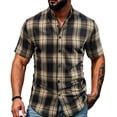 thumbnail image 1 of Saving TASICA Plus Size Mens Plaid Short Sleeve Shirts Button Down Tops Stand Collar Wrinkle Free Blouses Soft Breathable Summer Lightweight Fashion Shirt Quick Dry, 1 of 7