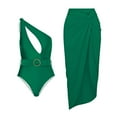 thumbnail image 1 of Saving UTSJKR 2 Piece Swimsuit for Women with Skirt Cover Up Sexy One Shoulder Bikini Sets High Waisted V Neck Tankini Vintage Solid Beach Bathing Suit Green 10, 1 of 5