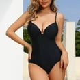 thumbnail image 1 of Saving UTSJKR Women Slimming Tummy Control One Piece Swimsuits V Neck Crisscross Back Shapewear Bodysuit Bathing Suit Black 8-10, 1 of 5