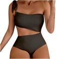 thumbnail image 1 of Saving UTSJKR Women's Bikini Swimsuit Solid Color High Elasticity Sexy Backless Swimwear Fashion Two Piece Bathing Suit Black 12-14, 1 of 5