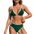 thumbnail image 1 of Saving UTSJKR Women's Sexy Bikini Sets Color Block Two Piece Swimsuit Triangle Top Double Spaghetti Strap Bathing Suit Green 4-6, 1 of 8