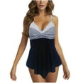 thumbnail image 1 of Saving UTSJKR Womens Two Piece Swimsuits Polka Dot Twist V Neck Underwire Tankini Swimsuit Tops with Bottom Flowy Bathing Suits Black XXXXL, 1 of 8