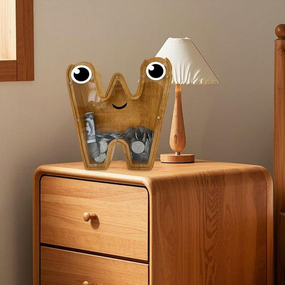 Wooden Letter Bank for Kids Custom Initial Saving Educational for Boys and Girls