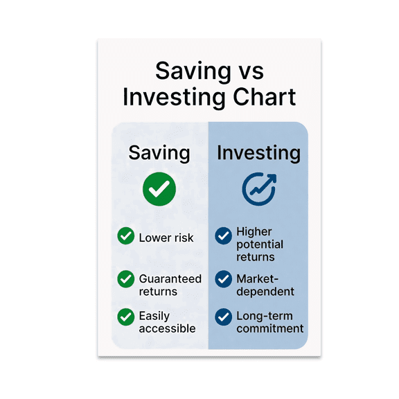 Saving vs Investing Chart - Financial Enthusiast - 13x19 Poster Print
