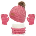 thumbnail image 1 of Savings 1-11 Years Kids Winter Beanie Hat Warm Knit Thick Ski Cap with PomPom And Scarf Gloves Set for Girls Boys Savings up to 30% off, 1 of 6