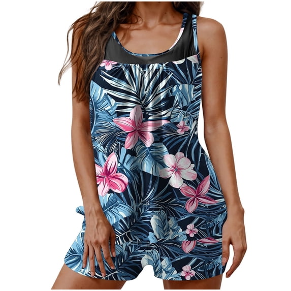 $15 & Under UTSJKR Tankini Swimsuits for Women Two Piece Bathing Suits Blouson Tank Top with Boyshorts Tummy Control Modest Swimsuits Multicolor XL
