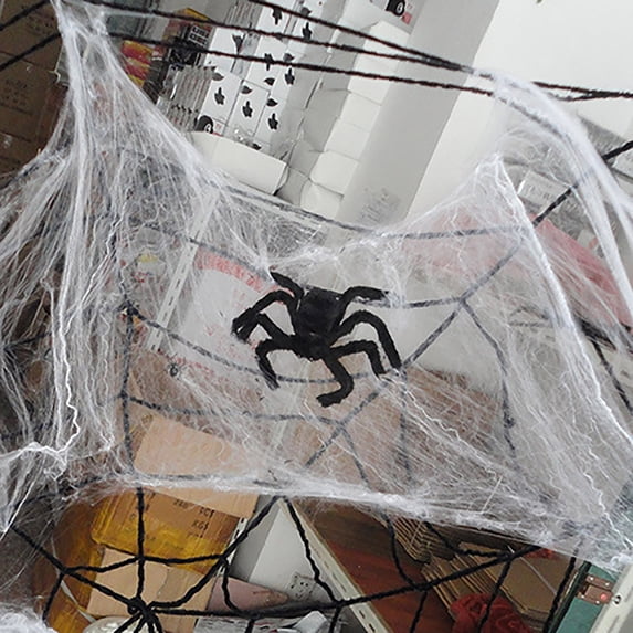 2 PCS Halloween Stretch Spider Webs,Spooky Spider Webbing with 2 Fake Spiders,Stretchy Spider Web,Halloween Decorative for Room,Home,Chair,Themed Party,Indoor & Outdoor