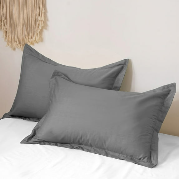 Savings 2 Pack Pillow Cases Queen Size, 31.49'' x 20.86'' Soft Cotton Queen Pillowcases Set Comfortable Breathable Pillow Covers Solid Color Rectangular Pillowcase Set of 2, Gray