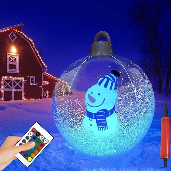Savings! 24 Inch Light Up Inflatable Christmas Ball, PVC Inflatable Decorated Ball Ornaments with LED Light, Xmas Blow up Ball Outdoor Christmas Decorations for Yard & Pool Garden Lawn Porch