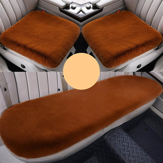 3 PCS/Set Car Seat Covers Soft Fluffy Auto Seat Cover,Non-slip Car Interior Front & Back Seat Pad with Fixed Buckles,Soft Warm Car Seat Cover Protector Cushion(1 PCS Car Seat Cushion)