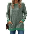 thumbnail image 1 of Savings Up to 30% off Long Sleeve Shirts Tops for Womens Sweaters Ndbuld Women‘s Casual Solid Color Round-neck Hooded Spring/Fall Long Sleeve Blouse Blouses Shirts Top,Green,2XL, 1 of 6