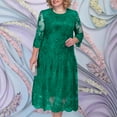 thumbnail image 1 of Ndbuld Women's Fall Winter Casual Dress Ladies' Evening Dress Heavy Industry Lace Embroidered Sequin Pattern Dress Sleeve Round Neck Dress,L-5XL,Green,3XL, 1 of 1
