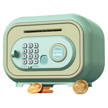 Savings Bank, Cash Coin Saving Bank with a Key, Automatic Banking Money Container, Safe Box with Password and Fingerprint Simulation for Budget and Save