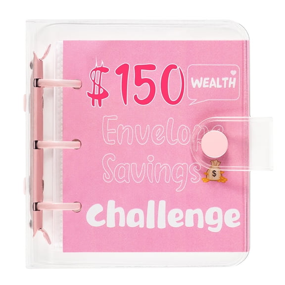 Savings Challenges Book with Envelopes, Budget Planner 2026 with Envelopes, Mini Saving Binder for Office, Home (Pink)