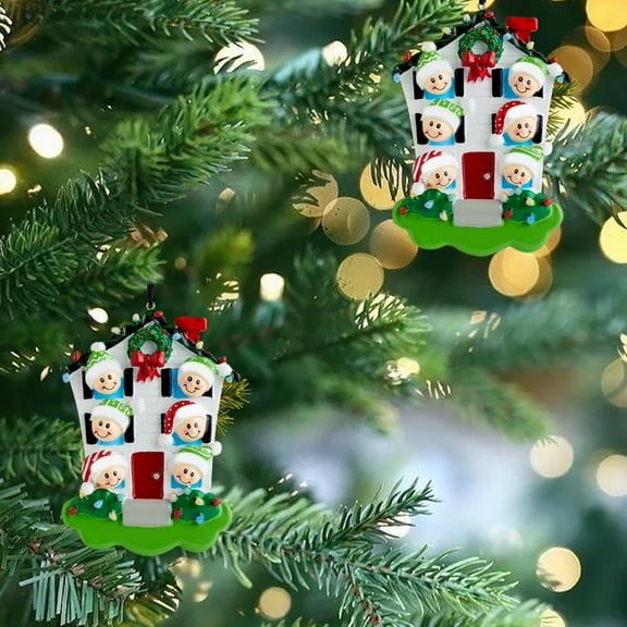 Savings Christmas Tree Decorations Santa Snowman Family House Ornaments for Christmas Tree Hanging Decoration Resin Xmas Tree Home Decor Figurines