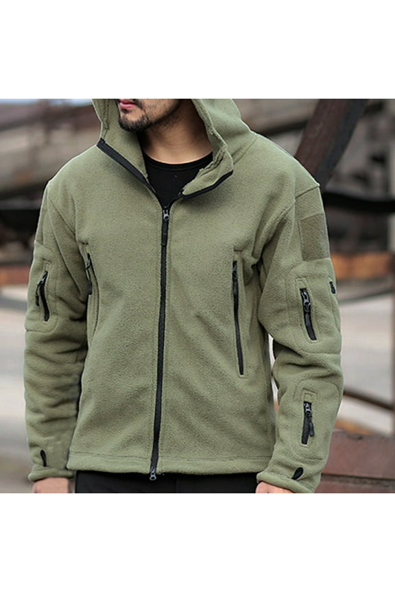 Tops for Men Trendy,Mens Floral Tops for $5 Tops,Outdoor Warm Inner Liner Fleece Jacket Men's Cold Proof Stormsuit Solid Color Hooded Jacket