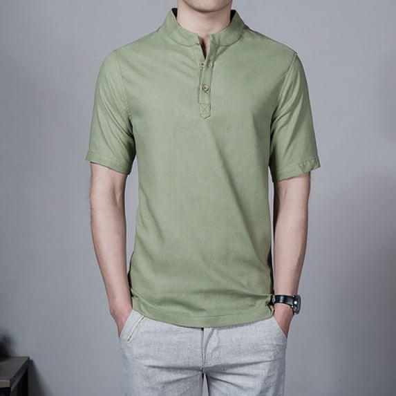 GaThRRgYP Mens Plus Size T-Shirts,Men's Short-Sleeved Cotton Resistant Stand Collar Lapel Slim T-Shirt Bottom Shirt