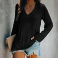 thumbnail image 1 of GaThRRgYP Off the Shoulder Tops for Women,Womens Blouses under $10,Fashion Women's Casual Long Sleeve V-Neck Solid Ladies Tops Blouse, 1 of 4