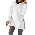 thumbnail image 1 of LEAVINGSUO Cardigan Sweaters for Women,Women Casual Long Sleeve Loose Solid Pocket Round Neck Medium and Long Tops Hoodies Sweatshirts Women Blouse, 1 of 8