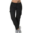 thumbnail image 1 of LEAVINGSUO Pants for Women Spring Fall Womens Fashion Women's Casual Loose Pocket High-waisted Loose Pants Leggings for Women Black M, 1 of 7