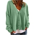 thumbnail image 1 of LEAVINGSUO Womens Tops Winter Coats for Women Fashion Women V-Neck Buttons Casual Stretchy Knitted Sweater Cardigan Coat, 1 of 9