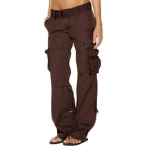 SIMU Pants for Women Women Solid Pocket Long Trousers Ruched Split Hem ...