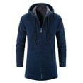 thumbnail image 1 of Savings Clearance 2024! Funicet Men Trench Coat Men's solid color hooded jacket windbreaker mid-length hooded jacket Casual Navy XL, 1 of 5