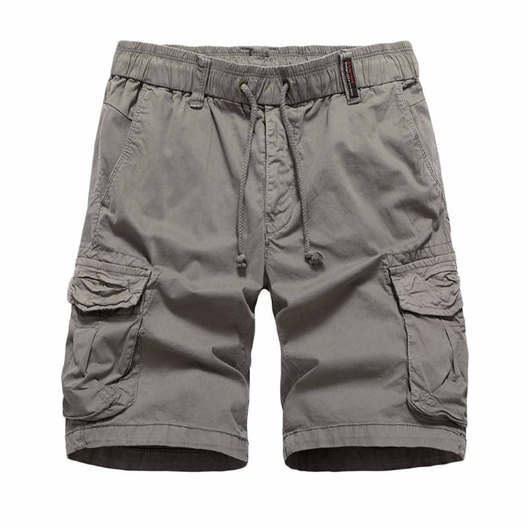 Savings Clearance 2024 Funicet Men s Cargo Shorts Plus Size Elastic Waistband Relaxed Fit Summer Casual Cotton Work Shorts Gray 2XL Walmart
