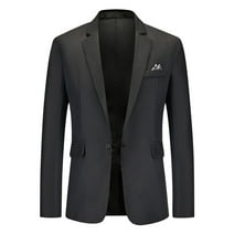 Savings Clearance 2024! Funicet Men's Casual One Button Suit Blazer Jacket Sport Coat Black 2XL