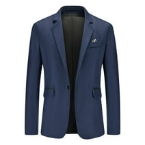 Savings Clearance 2024! Funicet Men's Casual One Button Suit Blazer Jacket Sport Coat Navy S
