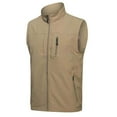 thumbnail image 1 of Savings Clearance 2024! Funicet Men's Lightweight Softshell Vest Outerwear Zip Up Fleece Lined Windproof Sleeveless Jacket for Golf Running Hiking Khaki 3XL, 1 of 2