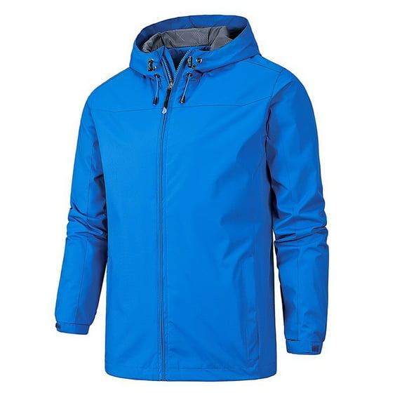 Savings Clearance 2024! Funicet Men's Lightweight Waterproof Rain Shell Jacket Raincoat with Hood for Golf Cycling Windbreaker Sky Blue 5XL