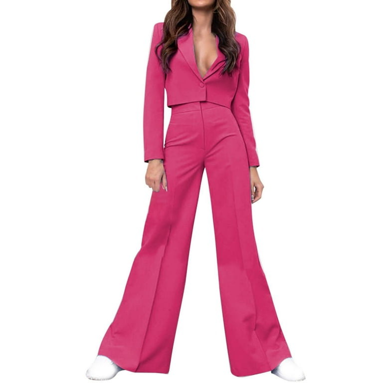 Savings Clearance 2024! Funicet Pants Suits for Women Dressy 2 Piece Casual  Plus Size Open Front Blazer Pant Suit Set Wedding Prom Work Business Suit Hot  Pink 2XL 