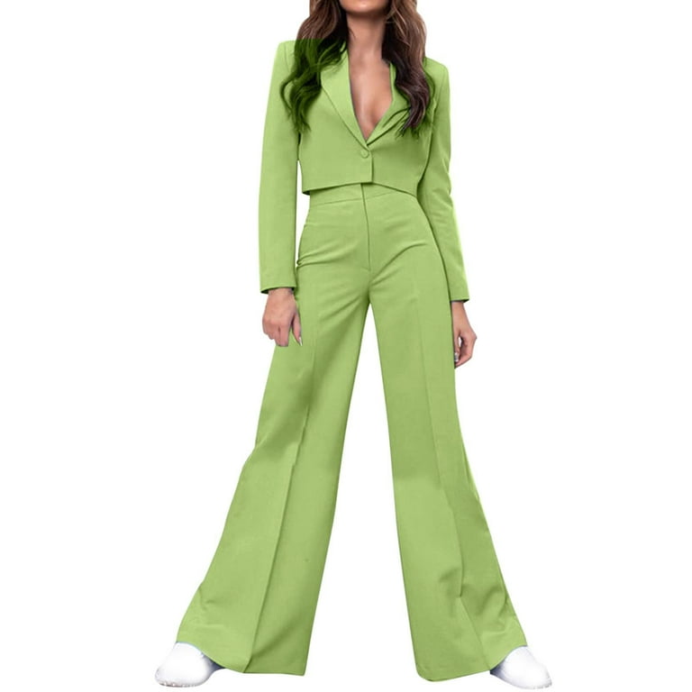 Savings Clearance 2024! Funicet Pants Suits for Women Dressy 2 Piece Casual  Plus Size Open Front Blazer Pant Suit Set Wedding Prom Work Business Suit  Mint Green L 