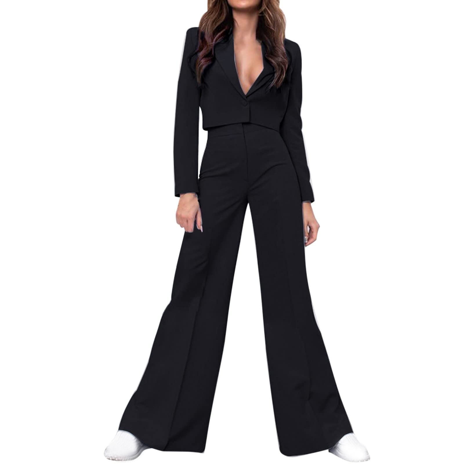 Savings Clearance 2024! Funicet Pants Suits for Women Dressy 2 Piece Casual  Plus Size Open Front Blazer Pant Suit Set Wedding Prom Work Business Suit  Navy L 
