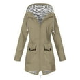 thumbnail image 1 of Savings Clearance 2024! Funicet Women Rain Jacket Women Solid Color Rain Jacket Outdoor Hooded Windproof Loose with Pocket Coat Beige 2XL, 1 of 5