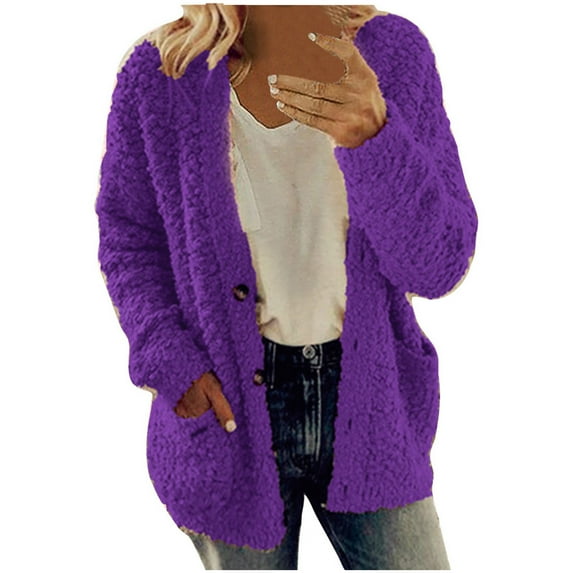 Savings Clearance 2024! Funicet Women Winter Wool Hooded Long Sleeve Jacket Coat Ladies Fleece Warm Zipper Outerwear Hoodies Sweatshirt Jumper Tops Shirt Sweater