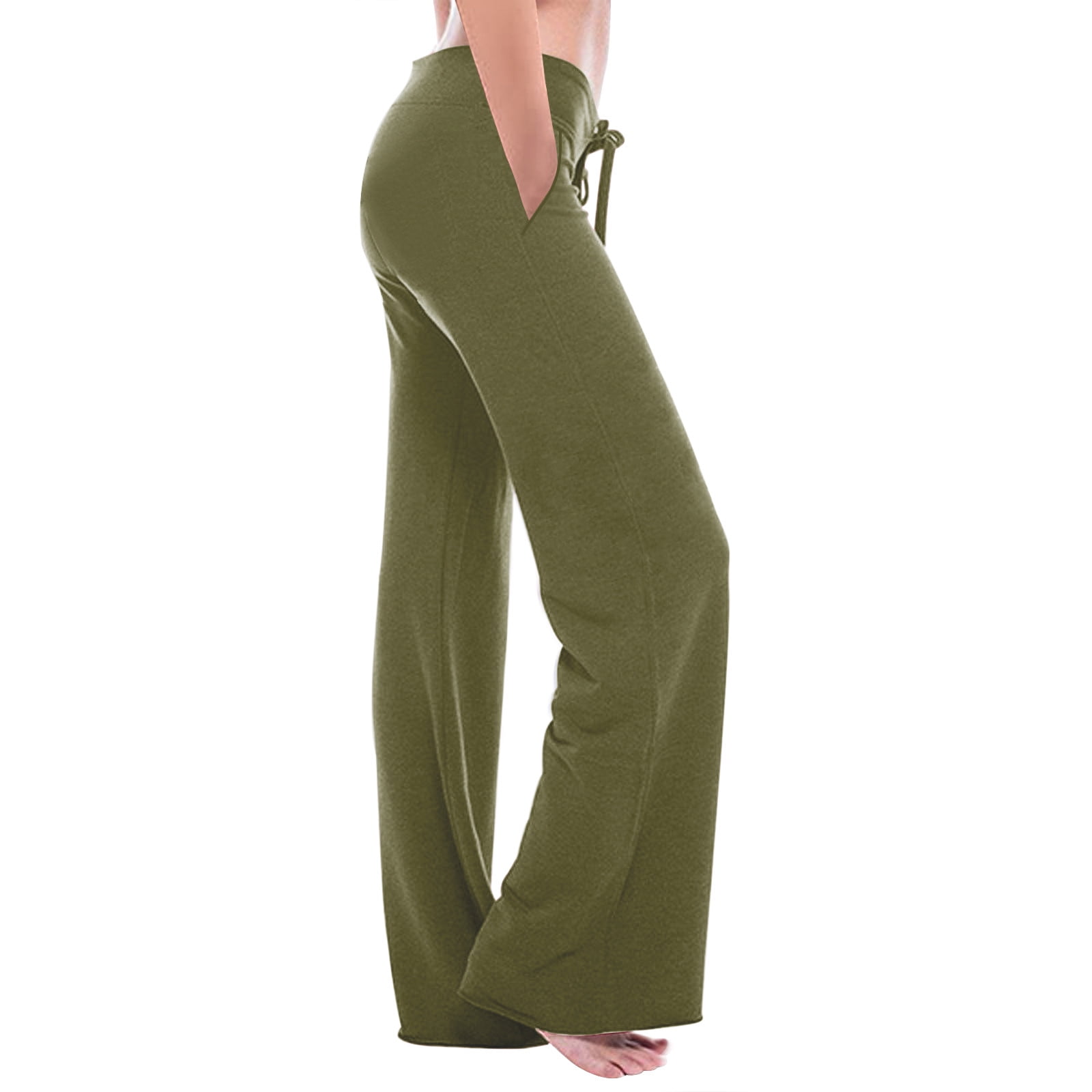 Savings Clearance 2024! Funicet Women's Cargo Pants Elastic Waist Button  Drawstring Pockets Yoga Gym Pants