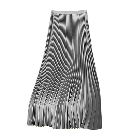 Savings Clearance 2024! Funicet Women's Skirts Women's Plain Satin Pleated Skirt Large Versatile Skirt Gray 4XL