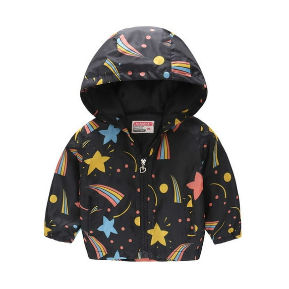 TAGOLD Kids Coats Toddler Baby Girls Boys Fashion Long Sleeved Coat Printed Hooded Jacket Suit