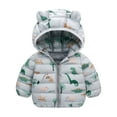 thumbnail image 1 of TAGOLD Kids Coats Toddler Kids Baby Boys Girls Fashion Cute Cartoon Dinosaur Pattern Windproof Padded Clothes Jacket Hooded Coat, 1 of 5