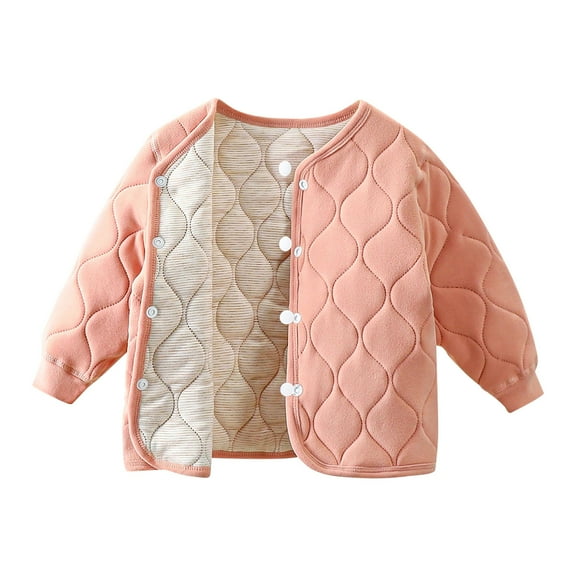 TAGOLD Kids Winter Coats,Fall Winter Jacket for Boys Girls,Toddler Boys And Girls Fashion Solid Color Cute Plush Thickening Keep Warm Button Coat