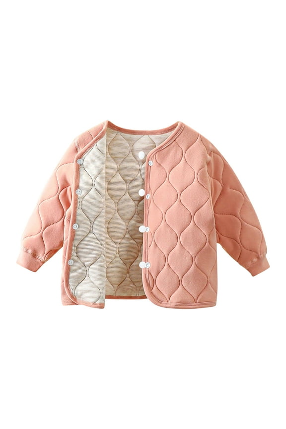 Kids Winter Coats,Fall Winter Jacket for Boys Girls,Toddler Boys And Girls Fashion Solid Color Cute Plush Thickening Keep Warm Button Coat