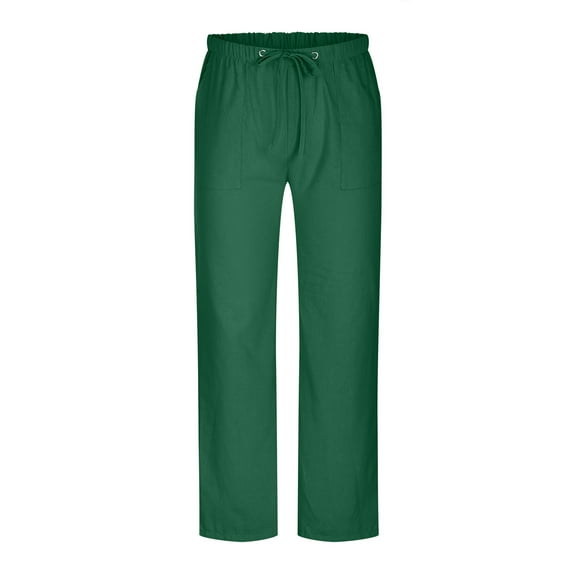Savings Clearance 2024 Trousers For Men Elasticated Straight Leg Pants Plus Size Slacks Drawstring Trousers Wide Leg Pants Pockets Slacks Solid Color Trousers Golf Pants Hiking Slacks
